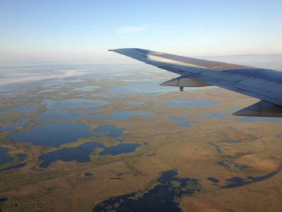 Flying over the Alaskan tundra